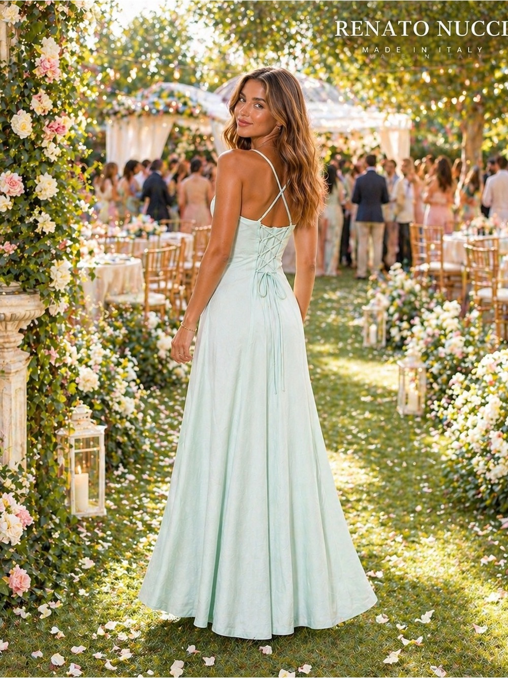 🍈Renato Nucci Paris, Stunning Corseted Back Maxi Dress,Amazing Full Bottom, 6